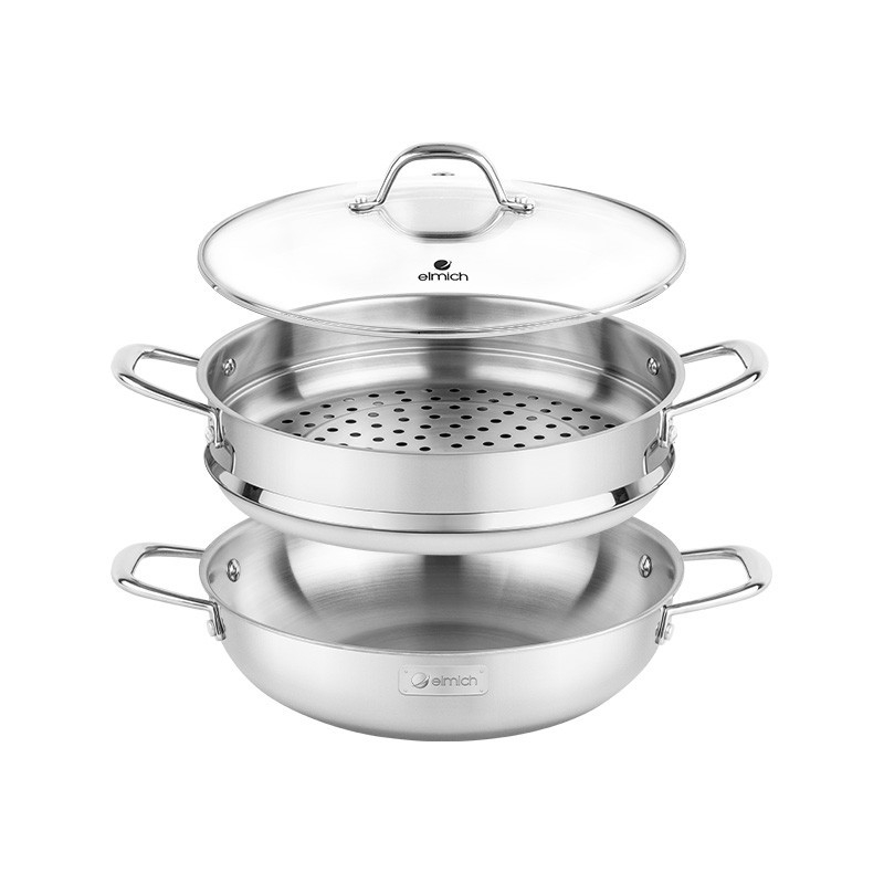 Chảo hấp đa năng  Inox liền khối Elmich Trimax Czech EL-3832 size 28cm