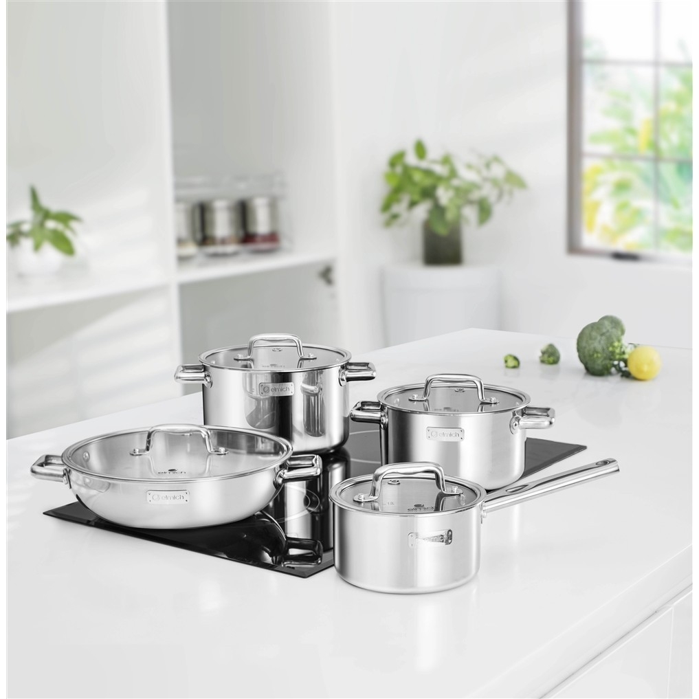 Bộ nồi inox liền khối Elmich Trimax ECO EL-8002 size 16, 20, 22, lẩu xào 28cm