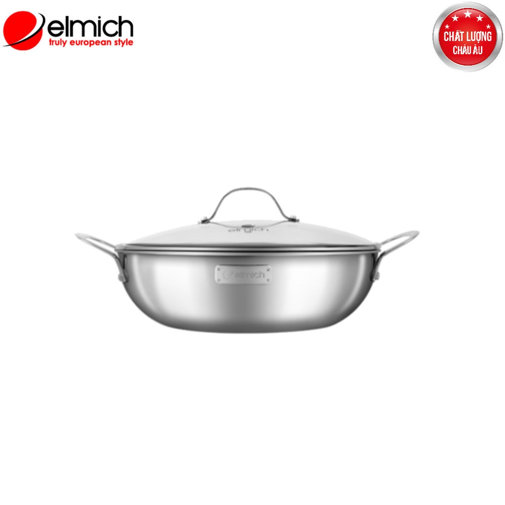 Chảo xào inox cao cấp 3 lớp đáy liền Elmich Trimax EL-3798 size 30cm
