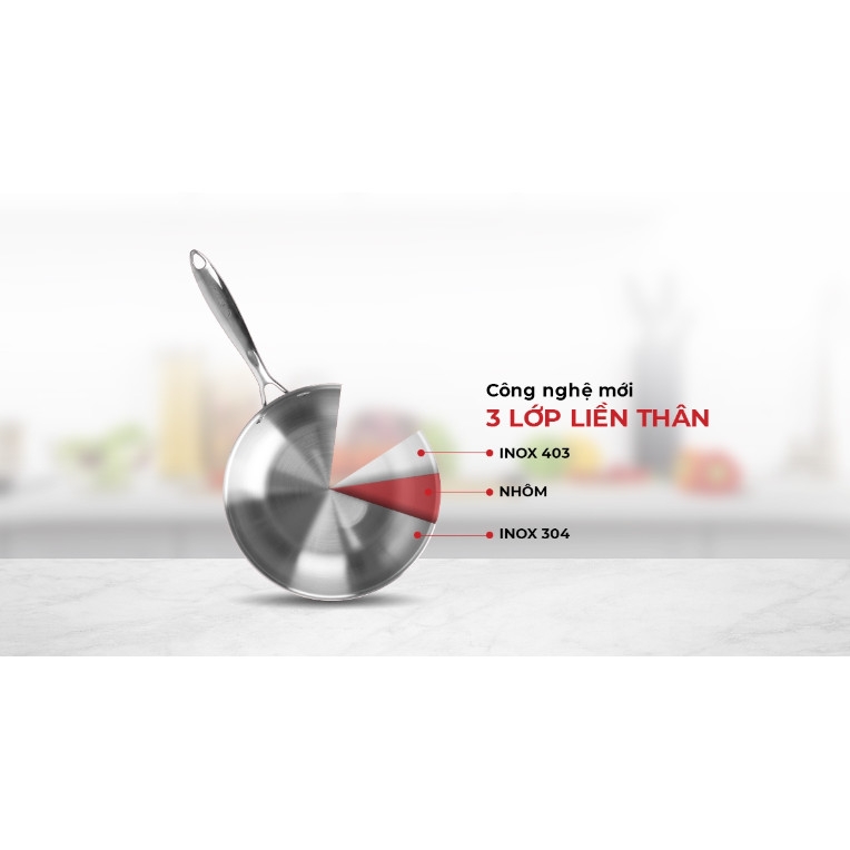 Chảo xào inox cao cấp 3 lớp đáy liền Elmich Trimax EL4846OL size 26cm