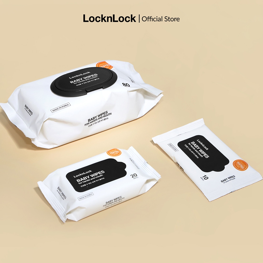 Khăn giấy ướt trẻ em Lock&Lock 80 miếng ETM245, Hàng chính hãng, Lọc 7 tầng, dưỡng ẩm, an toàn cho da nhạy cảm - JoyMall