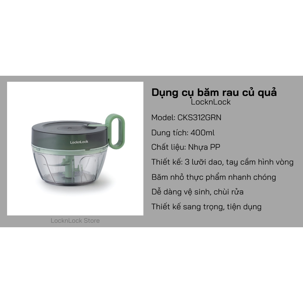 Dụng cụ băm rau củ quả Ring Pull Chopper LocknLock 400ml