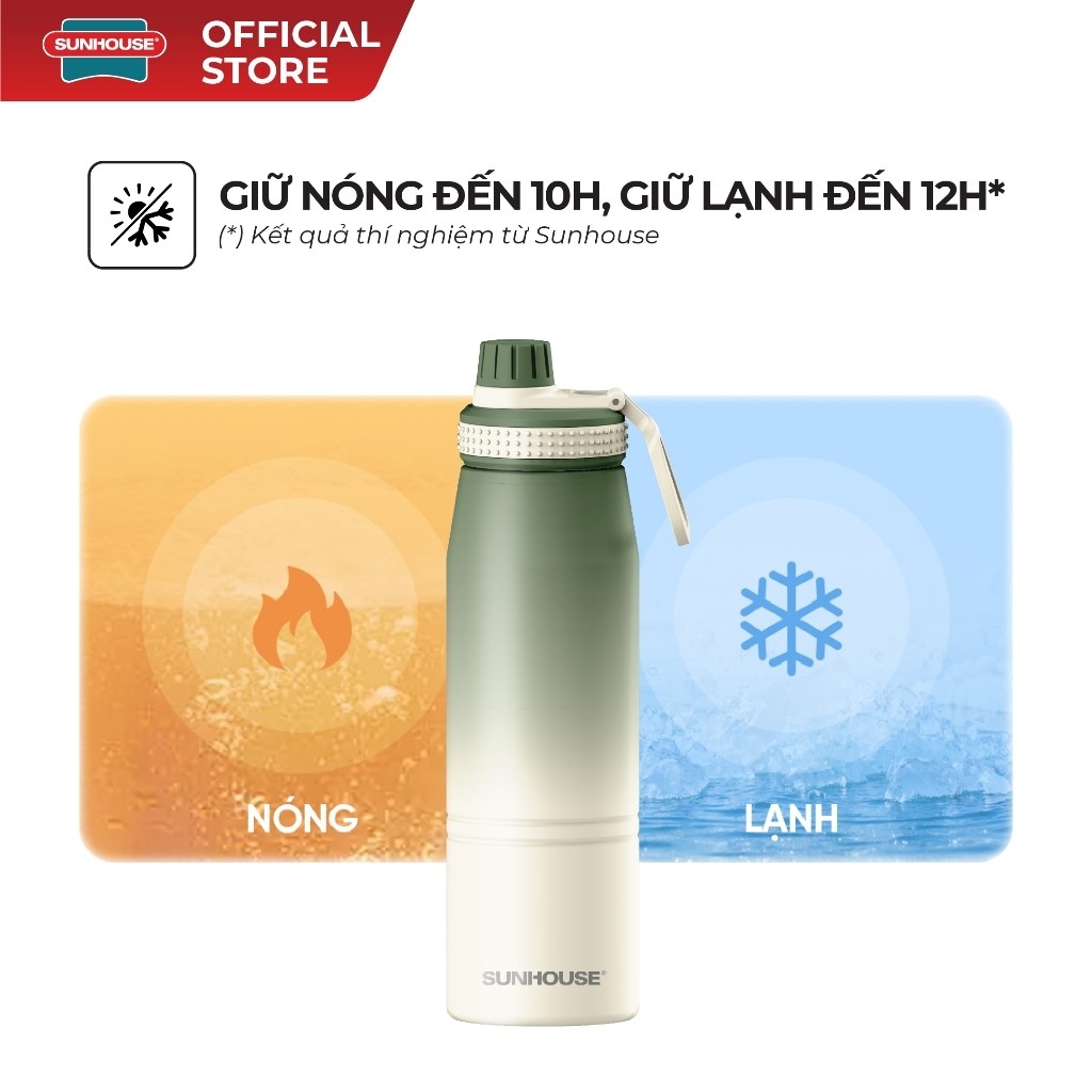 BÌnh Giữ Nhiệt Sunhouse KS-TU900IG, KS-TU900IP 900ml, Hàng Chính Hãng, Inox 304 - JoyMall