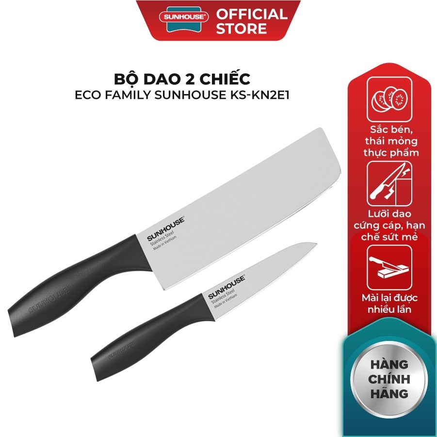 Bộ Dao 2 Chiếc Sunhouse Eco Family KS-KN2E1, Hàng Chính Hãng - JoyMall