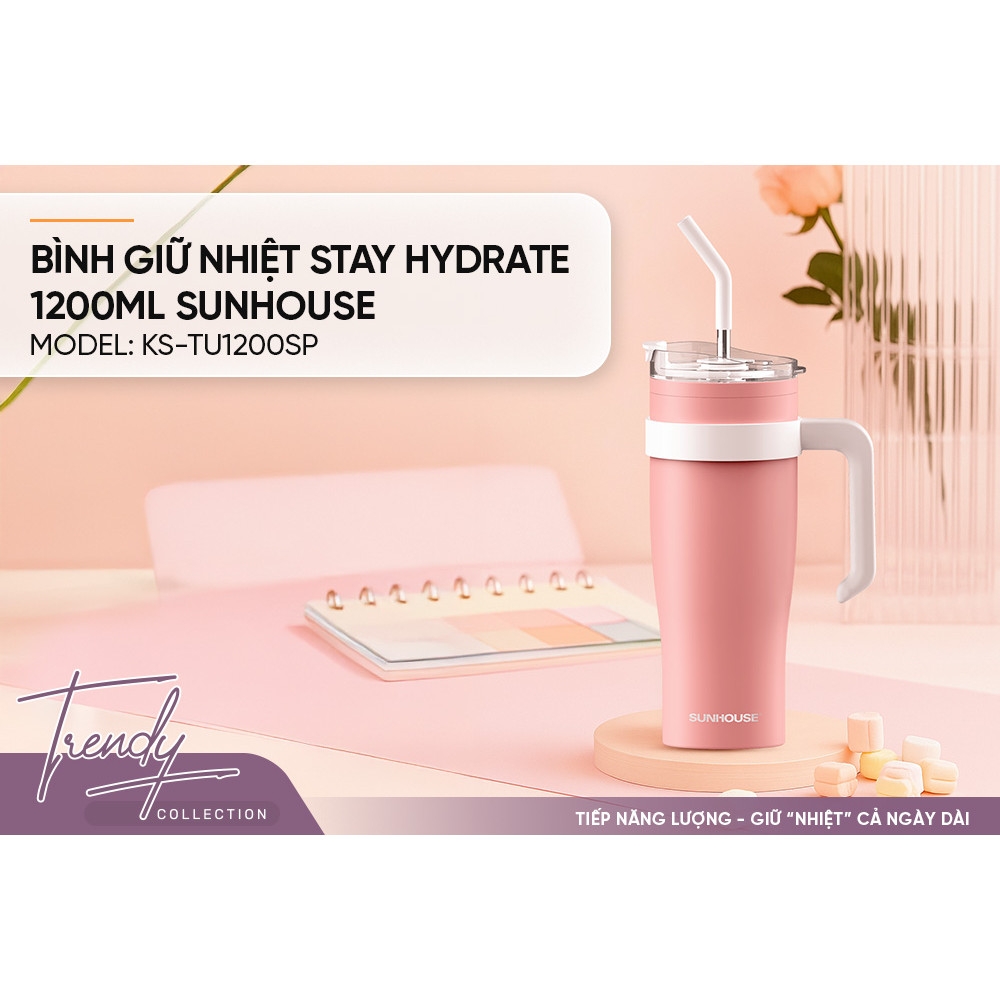 Bình Giữ Nhiệt Sunhouse KS-TU1200SP 1200ml, Hàng Chính Hãng, Inox 304, Giữ Nhiệt Đến 8h - JoyMall