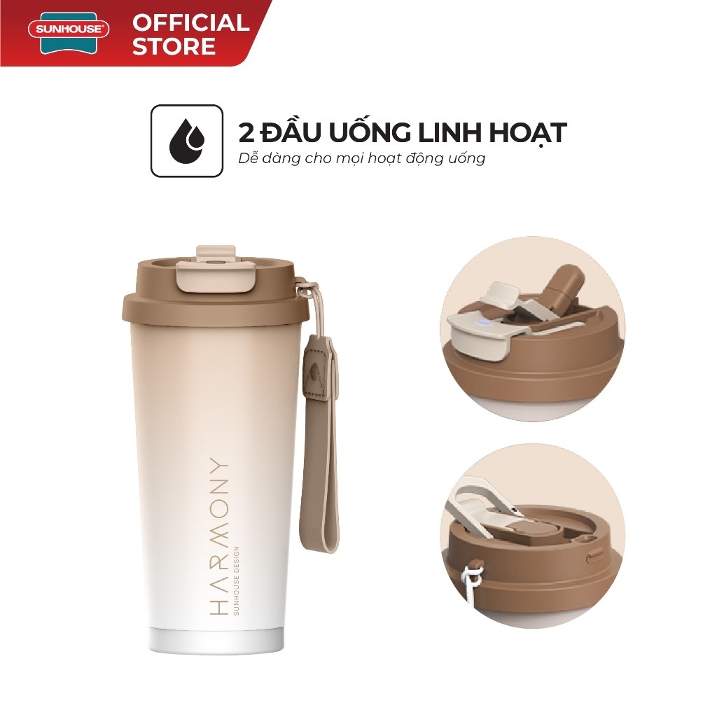 Bình Giữ Nhiệt Sunhouse KS-TU500 500ml, Hàng Chính Hãng, Inox 316, Giữ Nhiệt Nóng Lạnh - JoyMall