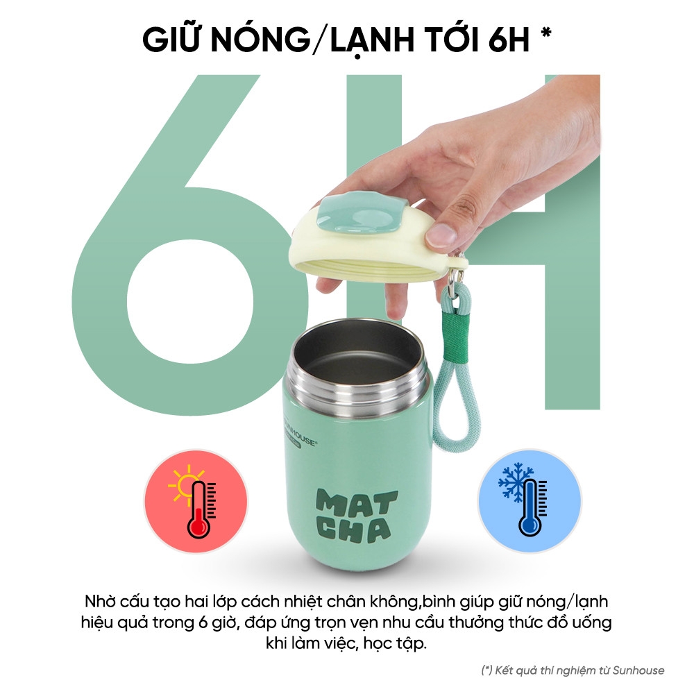 Bình Giữ Nhiệt Sunhouse KS-TU400FG 400ml, Hàng Chính Hãng, Inox 304, Nắp Bật Tiện Lợi - JoyMall