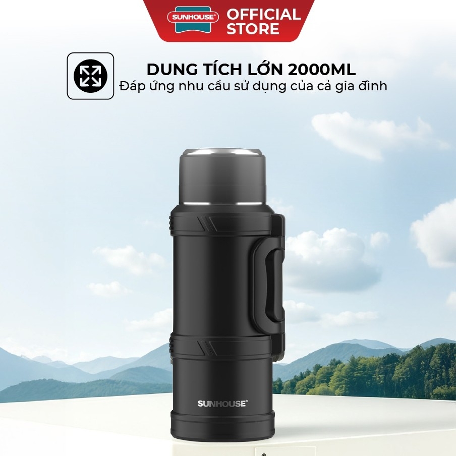 Phích Giữ Nhiệt Đa Năng Sunhouse KS-TH2000VB, KS-TH2000VI 2.0L, Hàng Chính Hãng, Inox 304 An Toàn - JoyMall