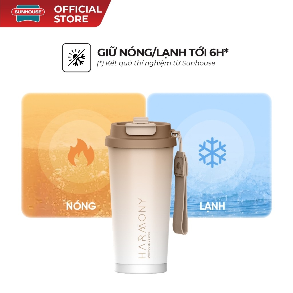 Bình Giữ Nhiệt Sunhouse KS-TU500 500ml, Hàng Chính Hãng, Inox 316, Giữ Nhiệt Nóng Lạnh - JoyMall
