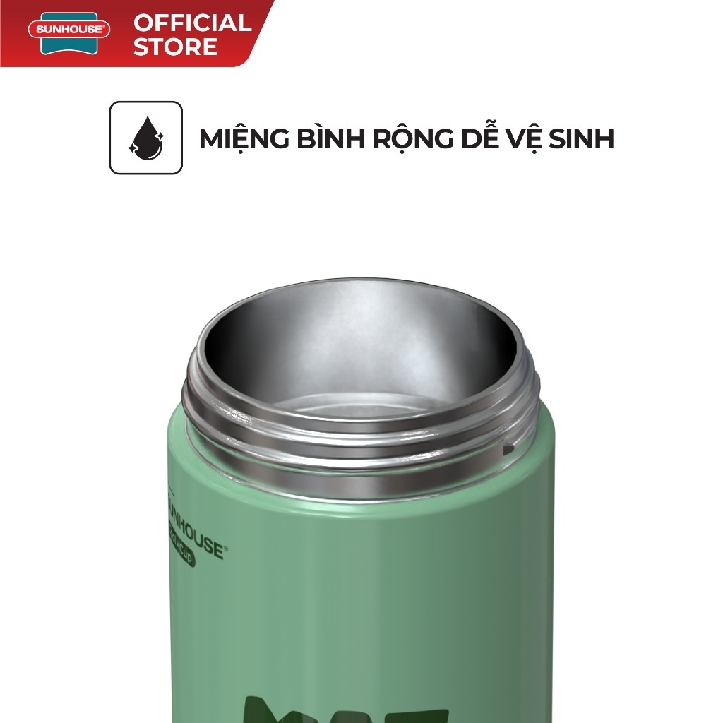 Bình Giữ Nhiệt Sunhouse KS-TU400FG 400ml, Hàng Chính Hãng, Inox 304, Nắp Bật Tiện Lợi - JoyMall