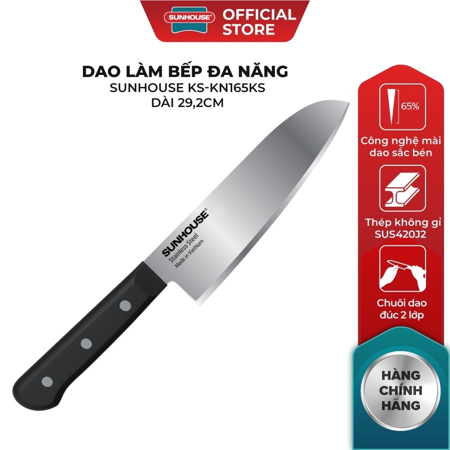 Dao Làm Bếp Đa Năng Sunhouse KS-KN165KS, Hàng Chính Hãng, Thép Không Gỉ - JoyMall