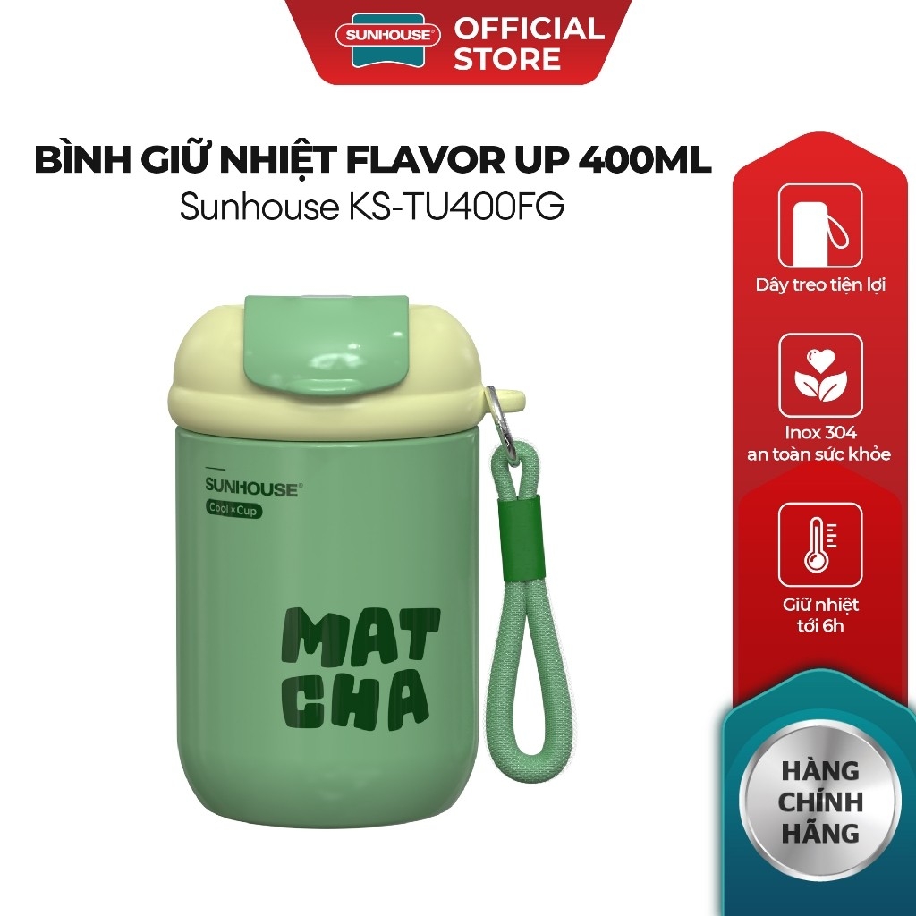 Bình Giữ Nhiệt Sunhouse KS-TU400FG 400ml, Hàng Chính Hãng, Inox 304, Nắp Bật Tiện Lợi - JoyMall
