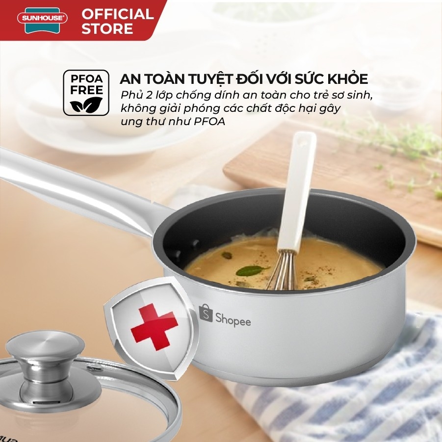 Bộ Chảo Quánh Inox Baby Sunhouse SHG520-14, Phù Hợp Mọi Loại Bếp - JoyMall