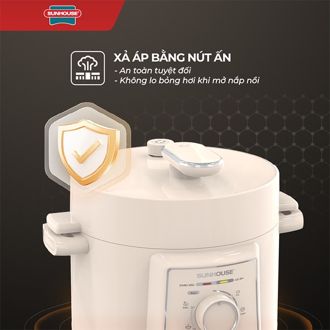 Nồi Áp Suất Điện Đa Năng Sunhouse SHD1520 2.5L, Đa Chức Năng Nấu, Hàng Chính Hãng - JoyMall