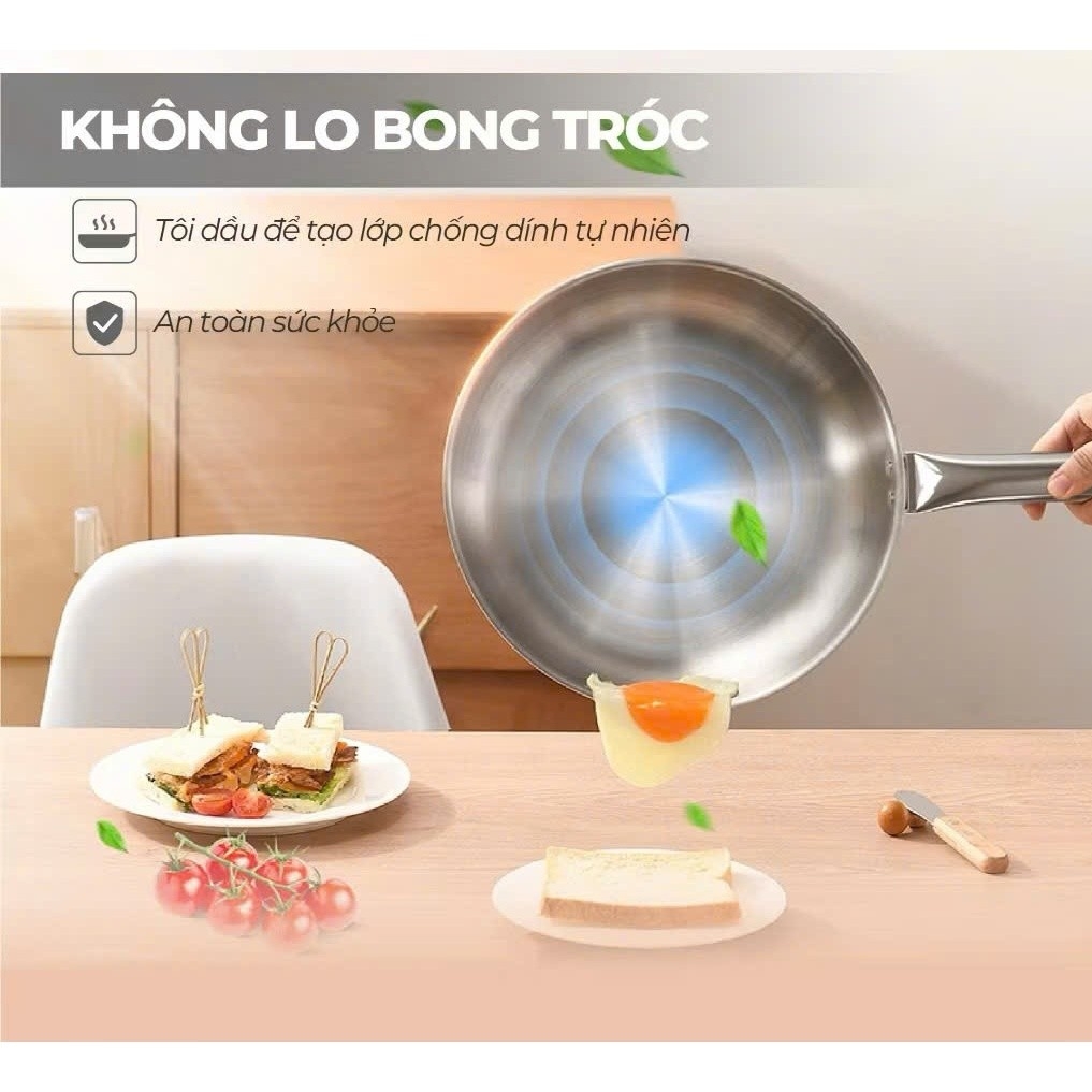 Chảo Inox 304 Đa Lớp Sunhouse IN20-24-26M7E, 3 Lớp Inox Liền Khối, Dùng Mọi Loại Bếp - JoyMall
