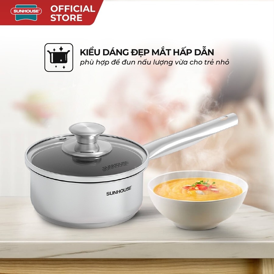 Bộ Chảo Quánh Inox Baby Sunhouse SHG520-14, Phù Hợp Mọi Loại Bếp - JoyMall