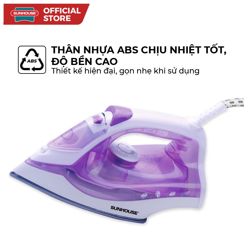 Bàn Là Hơi SUNHOUSE SHD2063P 1600W, 5 Chế Độ Là, Hàng chính hãng - JoyMall