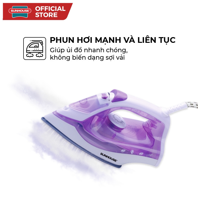 Bàn Là Hơi SUNHOUSE SHD2063P 1600W, 5 Chế Độ Là, Hàng chính hãng - JoyMall