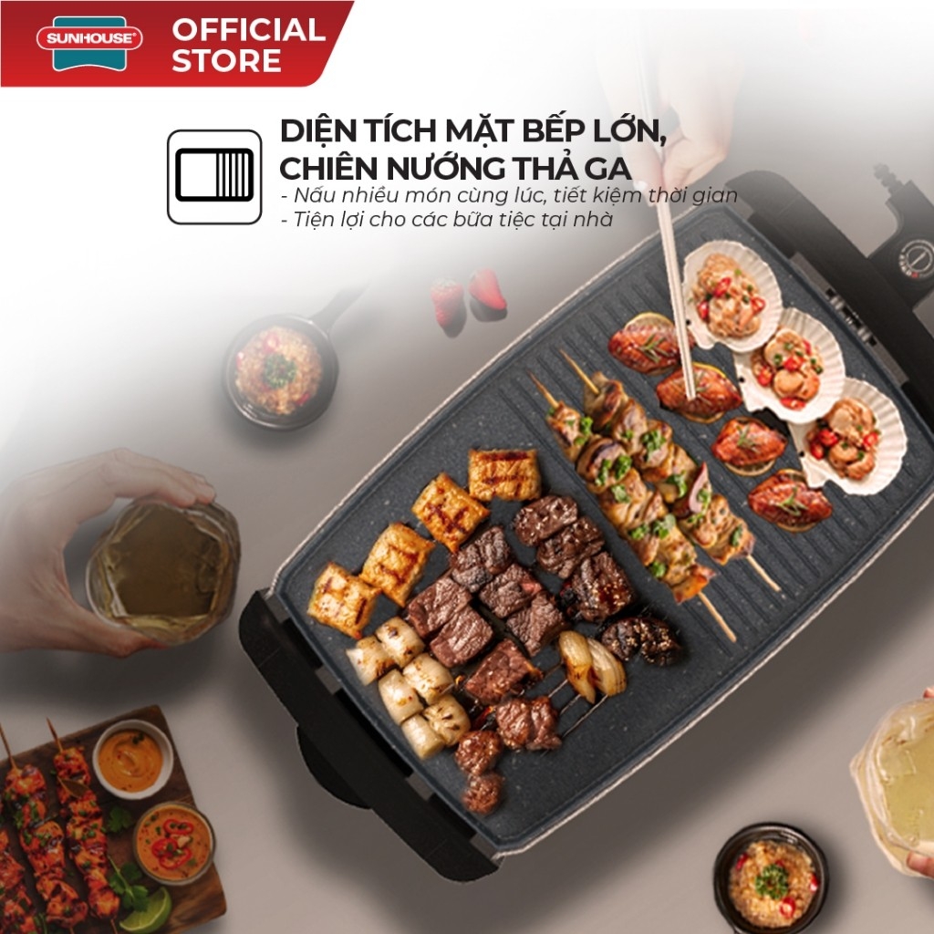 Bếp Nướng Điện Sunhouse SHD4612, Chống Dính Cao Cấp, Hàng Chính Hãng - JoyMall