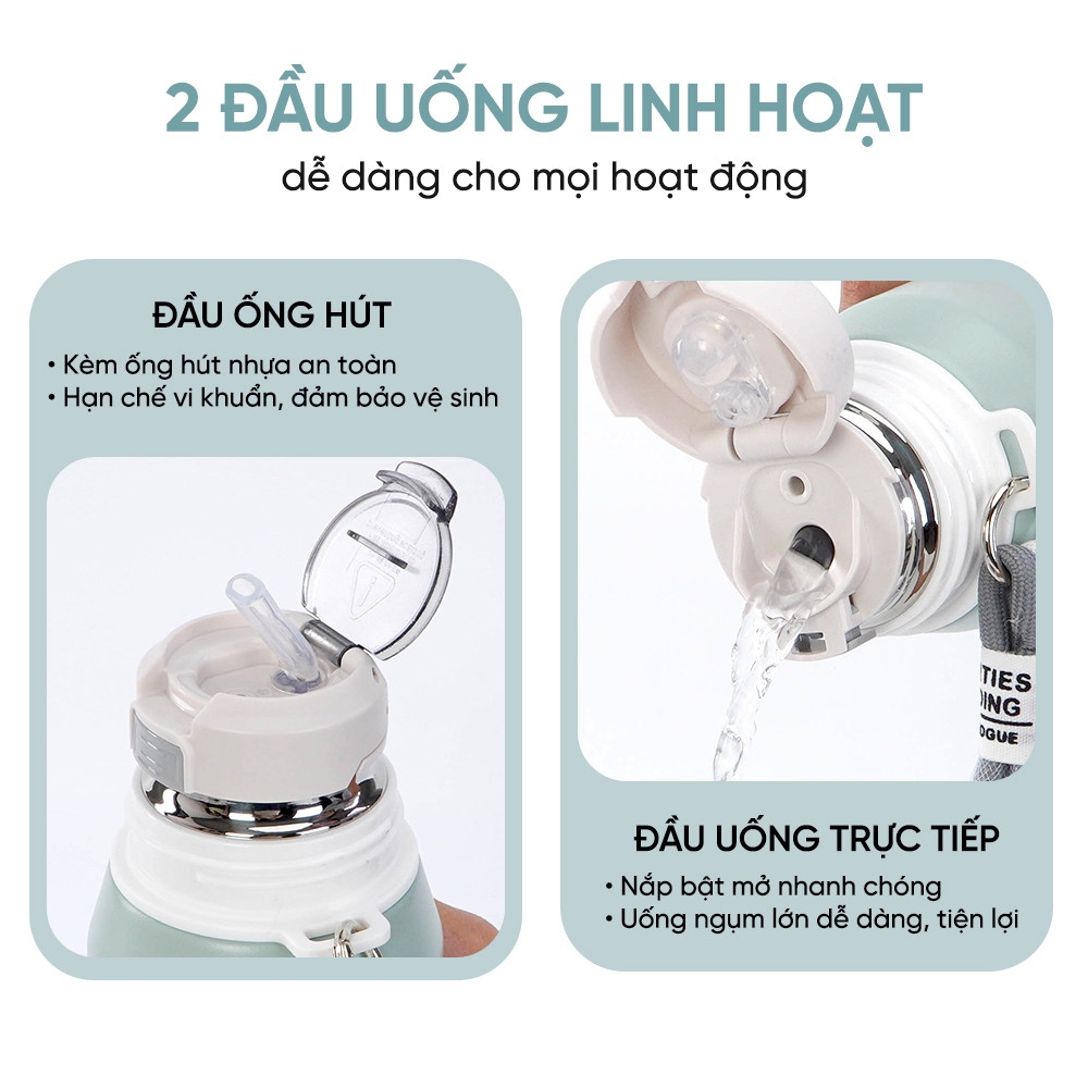Bình Giữ Nhiệt Dual Sip 750ml Sunhouse KS-TU750DG, Inox 316 Cao Cấp, Hàng Chính Hãng - JoyMall
