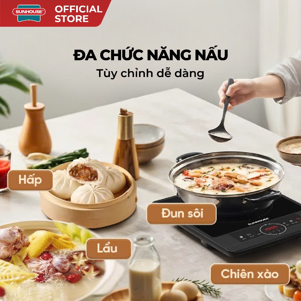 Bếp Hồng Ngoại Sunhouse SHD6012A 2000W, Mặt Kính Pha Lê, Chế Độ Hẹn Giờ - JoyMall