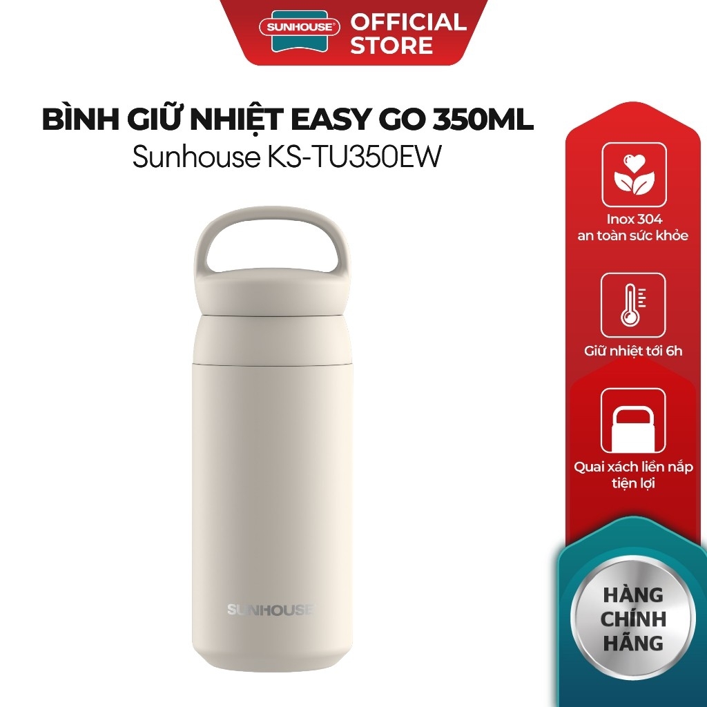 Bình Giữ Nhiệt Easy Go Sunhouse KS-TU350EW 350ml, Inox 304 An Toàn, Giữ Nhiệt Đến 8h - JoyMall