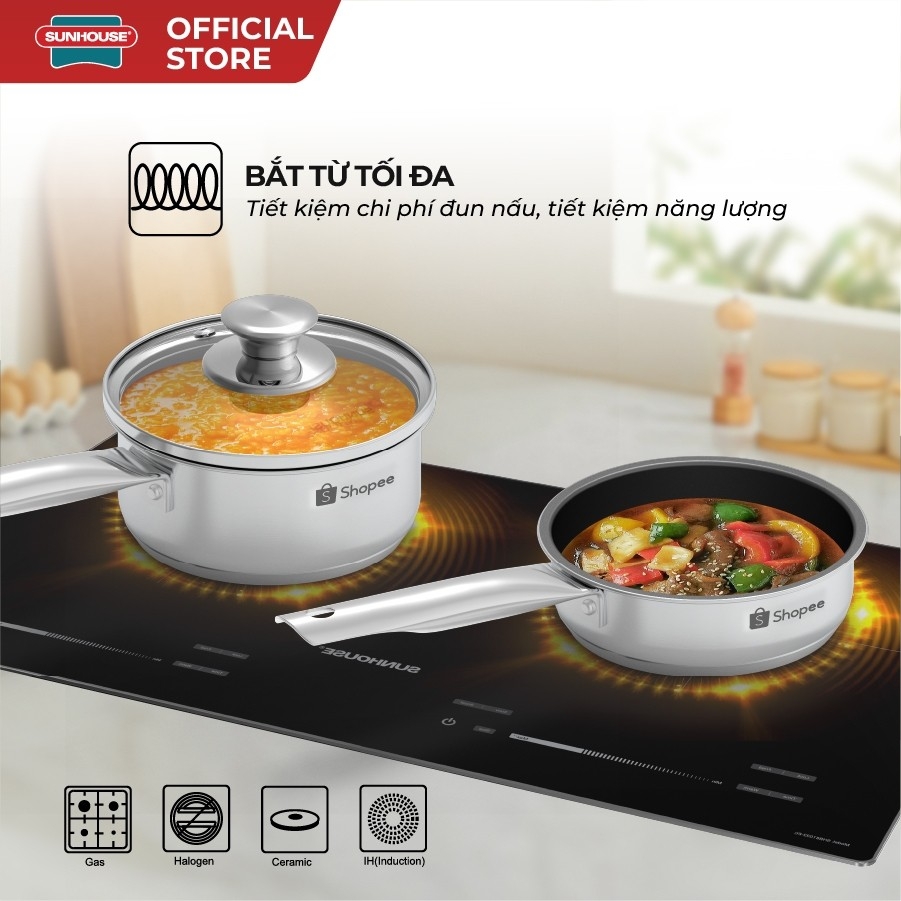 Bộ Chảo Quánh Inox Baby Sunhouse SHG520-14, Phù Hợp Mọi Loại Bếp - JoyMall