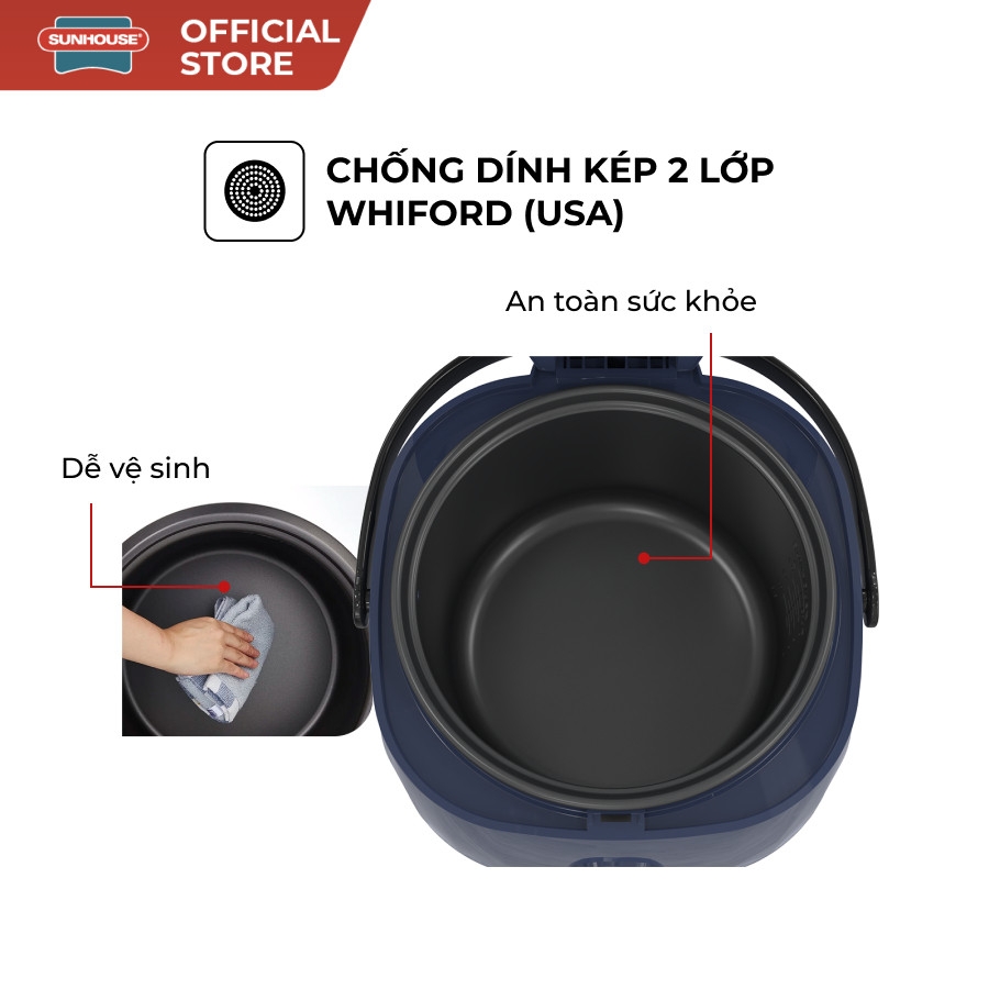 Nồi Cơm Điện Sunhouse SHD8611 1.8L, Hàng Chính hãng - JoyMall