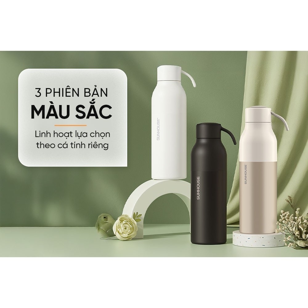 Bình Giữ Nhiệt Refinded 600ml Sunhouse KS-TU600, Lòng Bình Inox 316, Hàng Chính Hãng - JoyMall