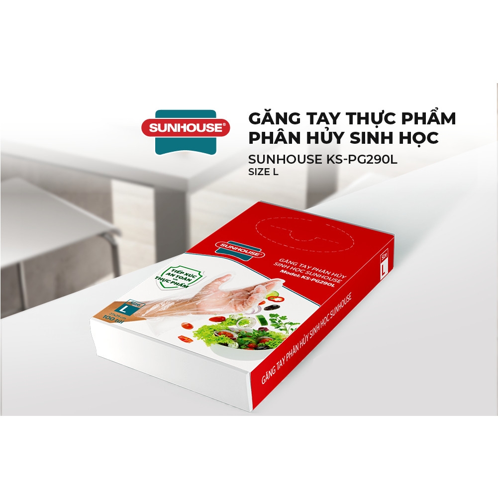 Găng Tay Thực Phẩm Phân Thủy Sinh Học Sunhouse KS-PG290L, Hàng Chính Hãng - JoyMall