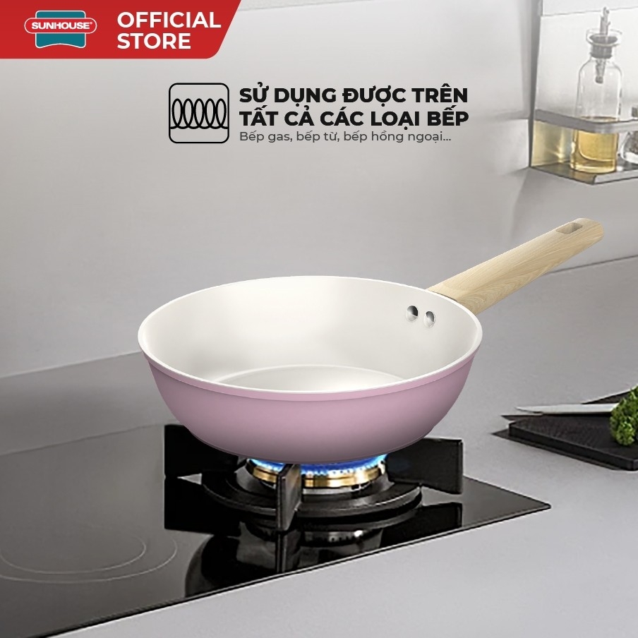 Chảo Phủ Sứ Đáy Từ Sunhouse SHG20-24-26MP, Chống Dính Nano Ceramic, Bắt Từ Nhanh, Hàng Chính Hãng - JoyMall