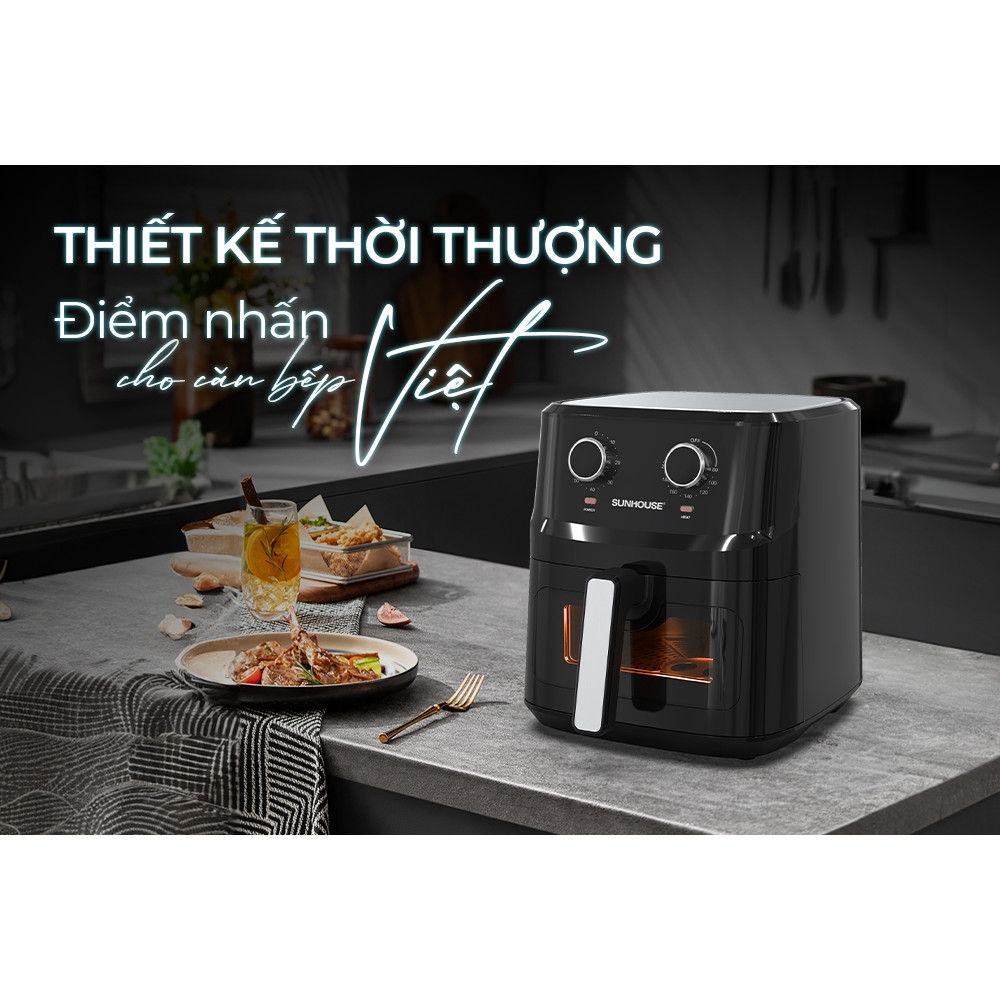 Nồi Chiên Không Dầu SUNHOUSE SHD4030 6.5L, Công Nghệ Rapid Air Giảm Tới 80% Dầu Mỡ, Hàng Chính Hãng - JoyMall