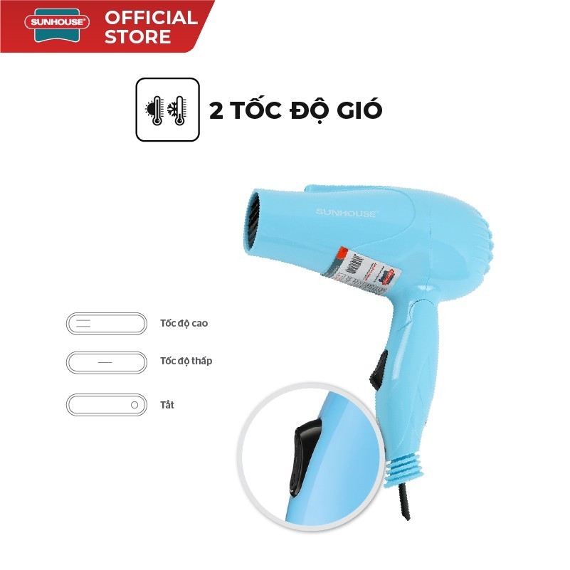 Máy Sấy Tóc SUNHOUSE SHD2305 650W, 2 Tốc Độ Gió, 2 Mức Nhiệt Tản Nhiệt Tốt - JoyMall