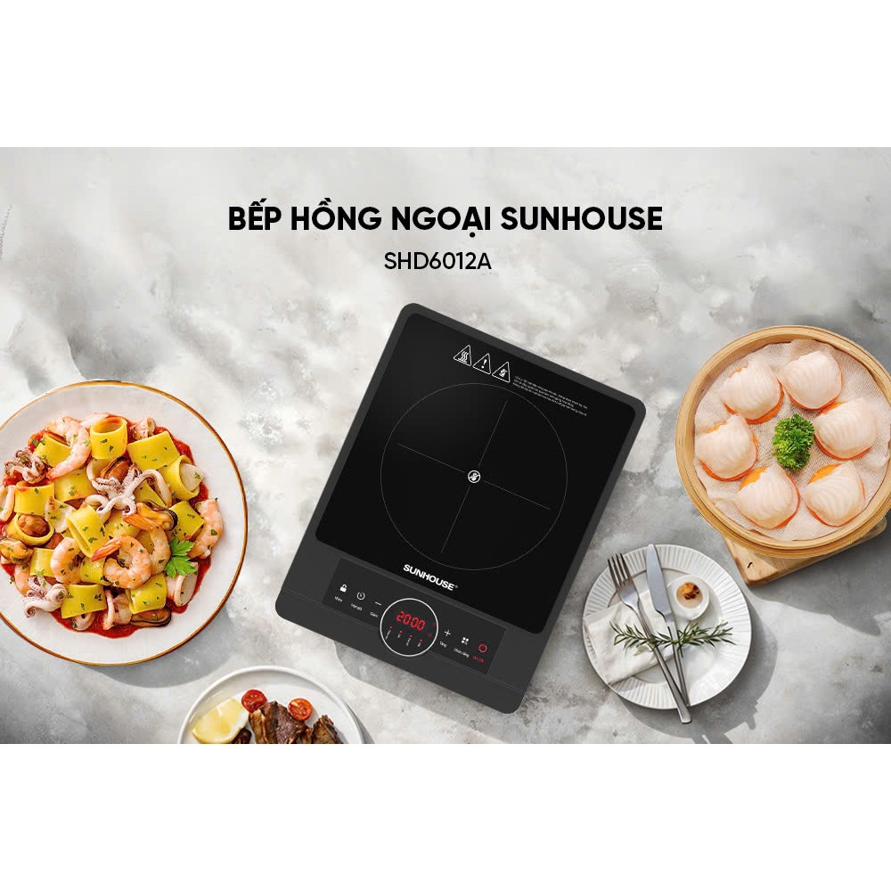 Bếp Hồng Ngoại Sunhouse SHD6012A 2000W, Mặt Kính Pha Lê, Chế Độ Hẹn Giờ - JoyMall