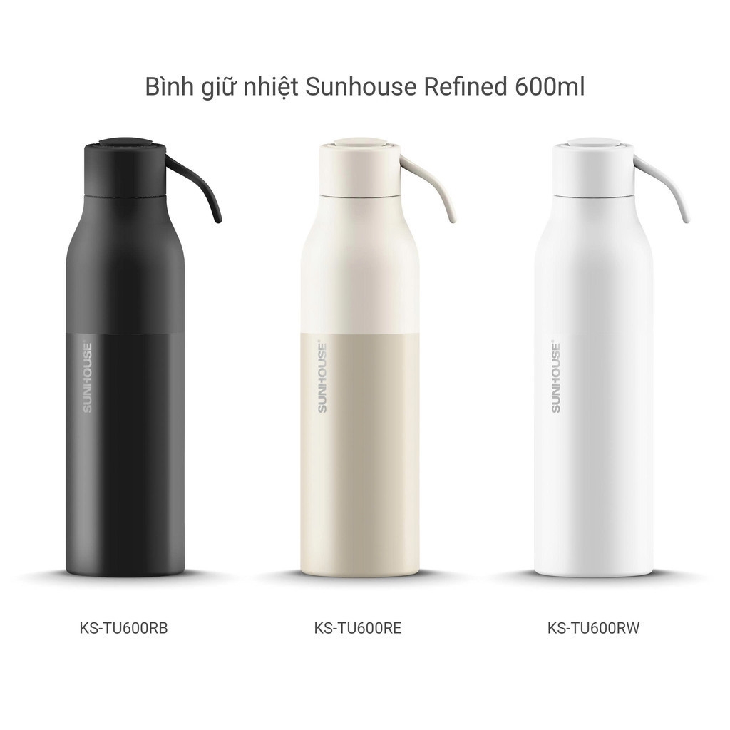 Bình Giữ Nhiệt Refinded 600ml Sunhouse KS-TU600, Lòng Bình Inox 316, Hàng Chính Hãng - JoyMall