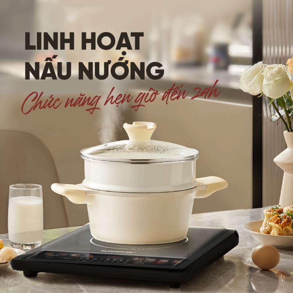 Bếp Từ Đơn Sunhouse SHD6154 2000W, 8 Chế Độ Nấu, Hàng Chính Hãng - JoyMall