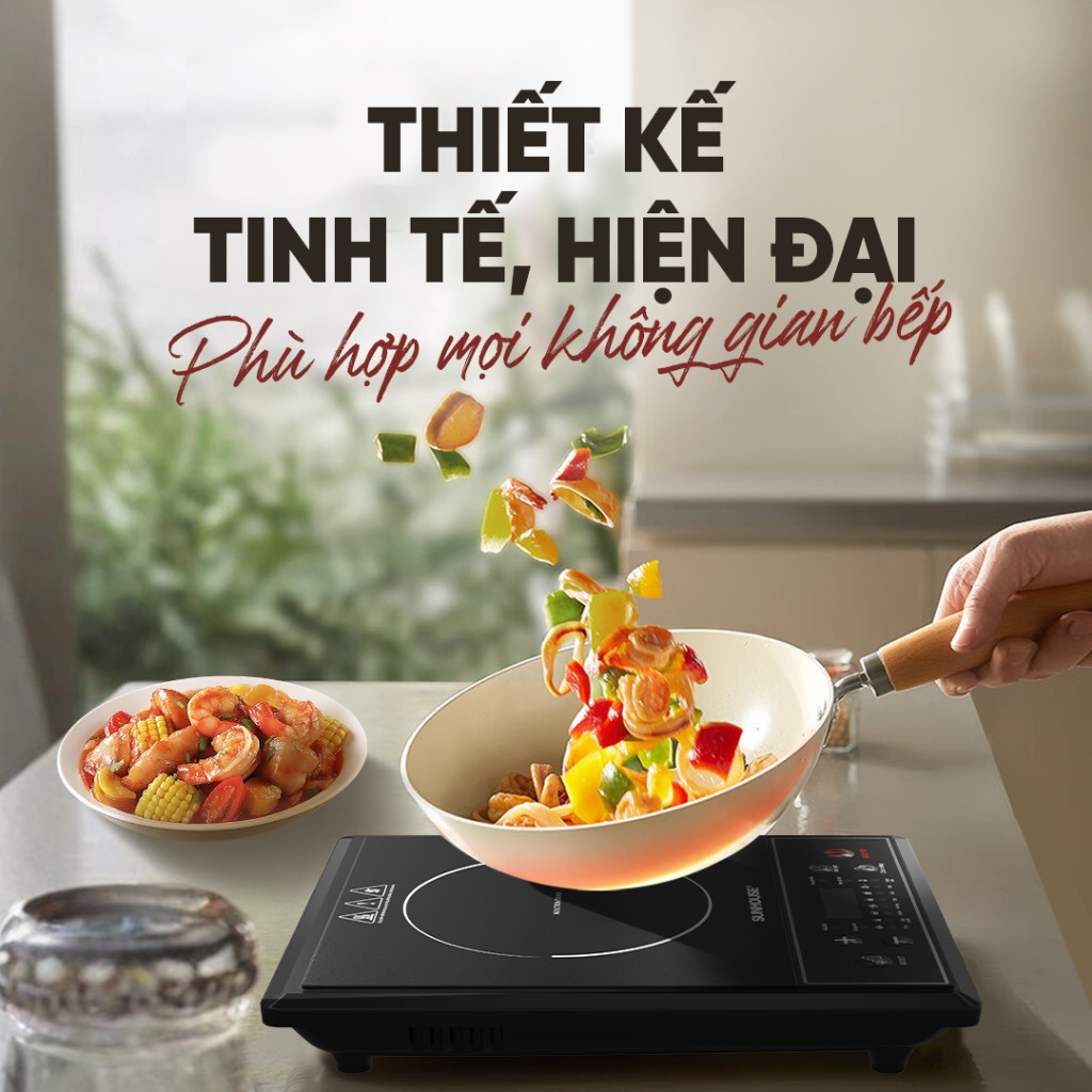 Bếp Từ Đơn Sunhouse SHD6154 2000W, 8 Chế Độ Nấu, Hàng Chính Hãng - JoyMall