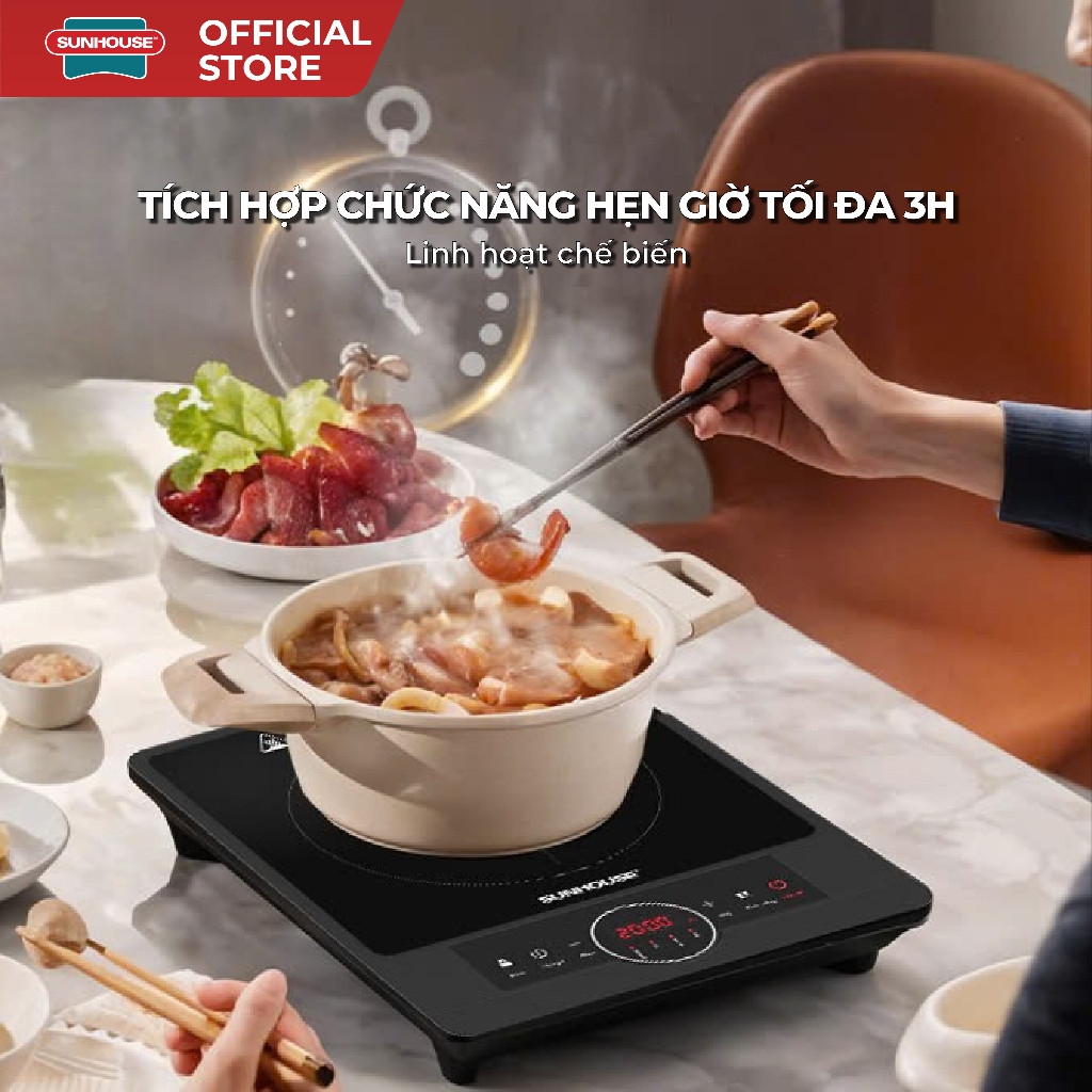 Bếp Hồng Ngoại Sunhouse SHD6012A 2000W, Mặt Kính Pha Lê, Chế Độ Hẹn Giờ - JoyMall
