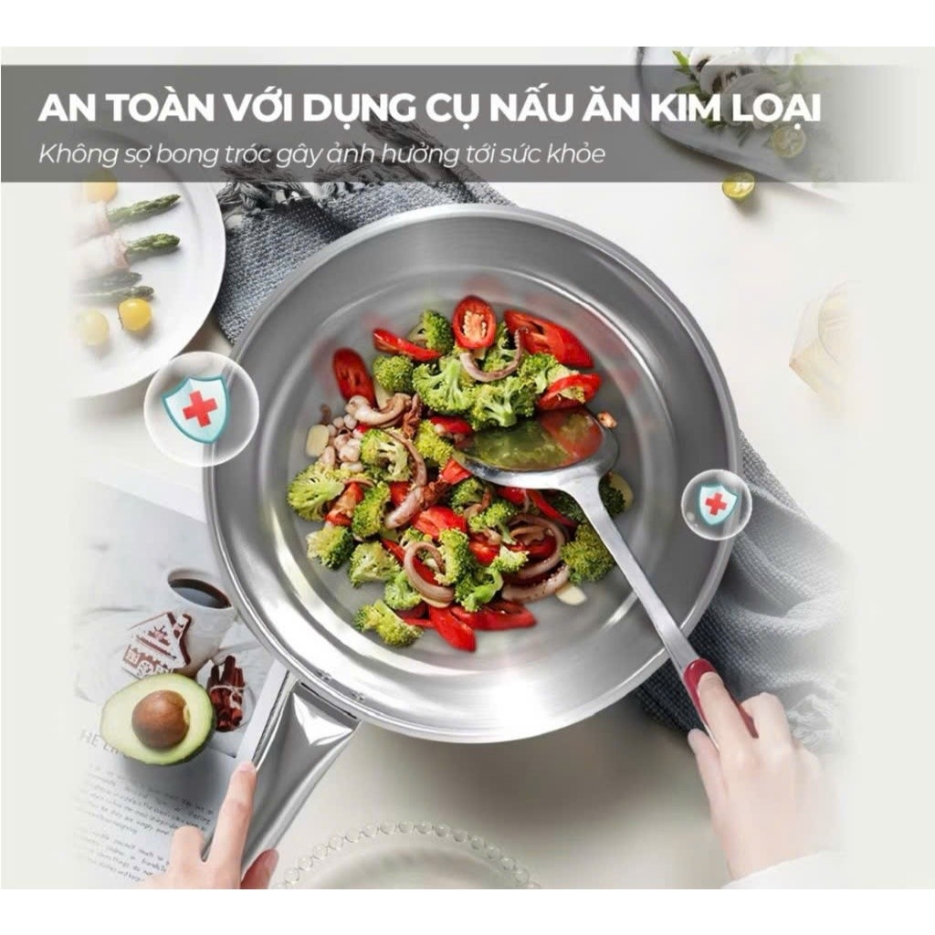 Chảo Inox 304 Đa Lớp Sunhouse IN20-24-26M7E, 3 Lớp Inox Liền Khối, Dùng Mọi Loại Bếp - JoyMall
