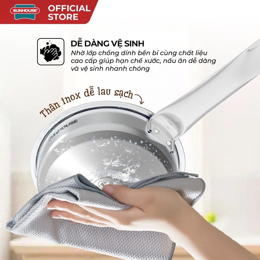 Bộ Chảo Quánh Inox Baby Sunhouse SHG520-14, Phù Hợp Mọi Loại Bếp - JoyMall