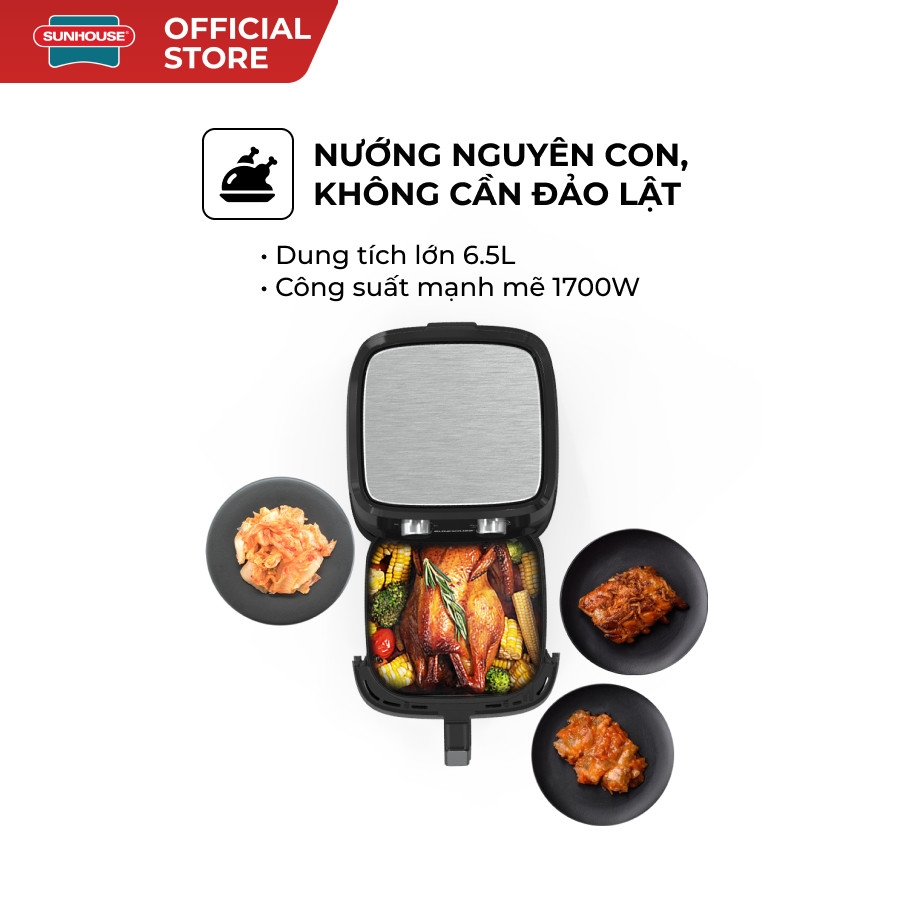 Nồi Chiên Không Dầu SUNHOUSE SHD4030 6.5L, Công Nghệ Rapid Air Giảm Tới 80% Dầu Mỡ, Hàng Chính Hãng - JoyMall