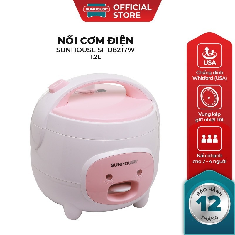 Nồi Cơm Điện Mini Sunhouse 1.2L SHD8217W, Hàng Chính Hãng - JoyMall