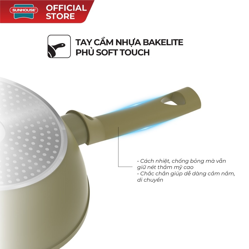 Chảo Siêu Bền Đá Sâu Đáy Từ Sunhouse Trendy SBD24-26-28-30MA, Hàng Chính Hãng - JoyMall