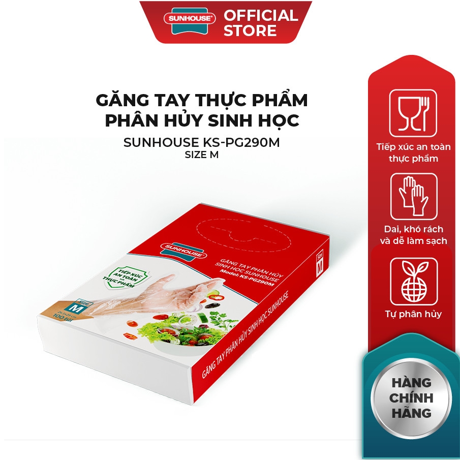 Găng Tay Thực Phẩm Phân Thủy Sinh Học Sunhouse KS-PG290L, Hàng Chính Hãng - JoyMall