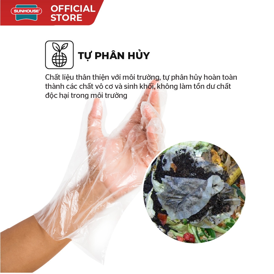 Găng Tay Thực Phẩm Phân Thủy Sinh Học Sunhouse KS-PG290L, Hàng Chính Hãng - JoyMall