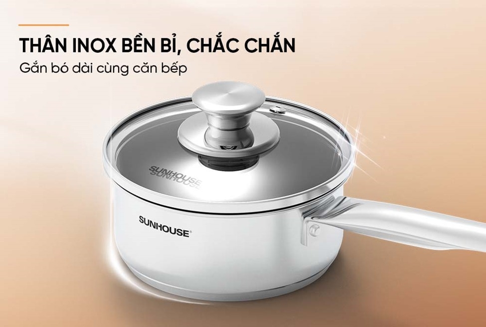 Bộ Chảo Quánh Inox Baby Sunhouse SHG520-14, Phù Hợp Mọi Loại Bếp - JoyMall