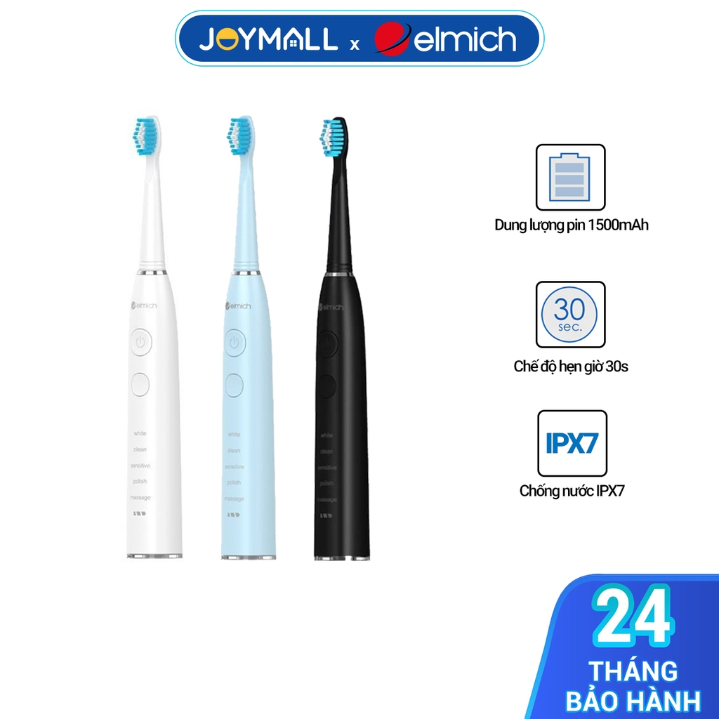 Bàn chải đánh răng điện Elmich Procare TBE-8453, Hàng chính hãng, tặng kèm 2 đầu bàn chải, 5 chế độ làm sạch - JoyMall