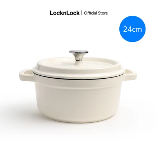 Nồi gang nguyên khối LocknLock Iron Casserole CIC2205RED, Hàng chính hãng, tráng men, dùng được bếp từ - JoyMall