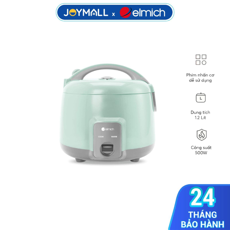 Nồi cơm điện Elmich 1.2L RCE-9126, Hàng chính hãng, nút điều khiển cơ, gia nhiệt đều, giữ ấm đến 16h - JoyMall