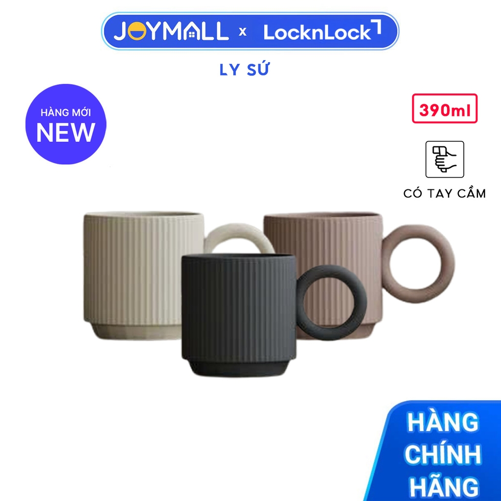Ly Sứ LocknLock Ceramic Mug TLL564 390ml, Hàng Chính Hãng, Có Tay Cầm - JoyMall
